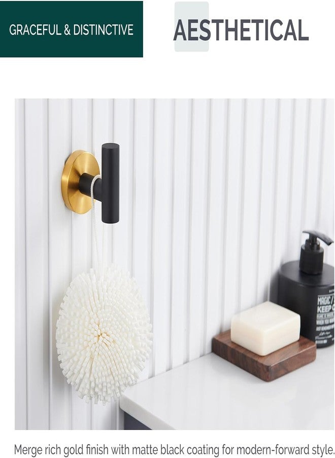 LUXIUR Wall Hooks for Hanging Strong, Cloth Hook Stand for Bathroom and Kitchen Accessories Items, SUS 304 Grade Stainless Steel Robe Hook, Door Hanger Hook, Bathroom Accessories, Black Gold, 2 Pack - Image 2